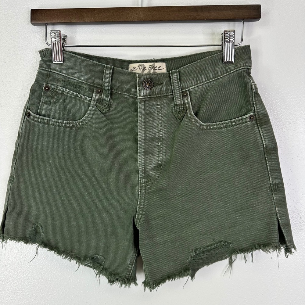 Free People Makai Cutoff Button Fly Jean Short Olive Green Size 24